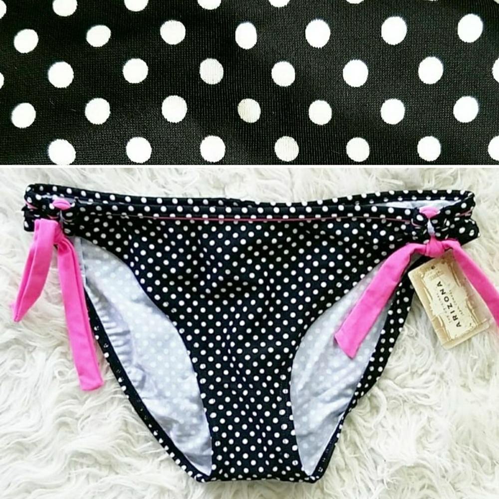 NWT Arizona Jean Co Polka Dot Bikini Bottoms